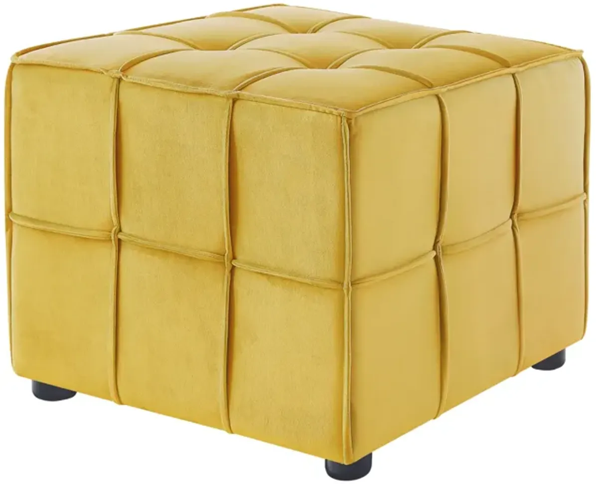 Loft Lyfe Ladda  Velvet Allover Tufted Cube Ottoman