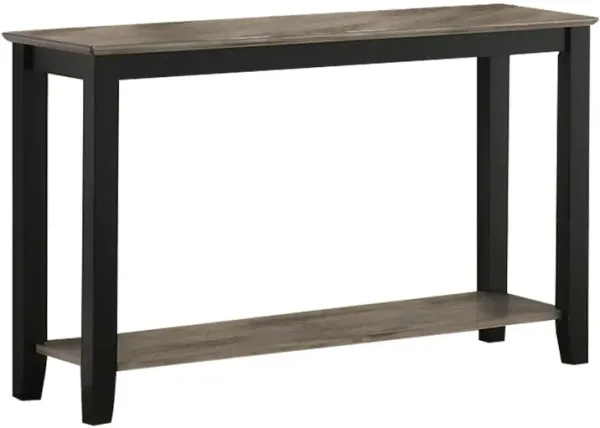 Wooden Console Table with One Open Shelf, Black and Gray