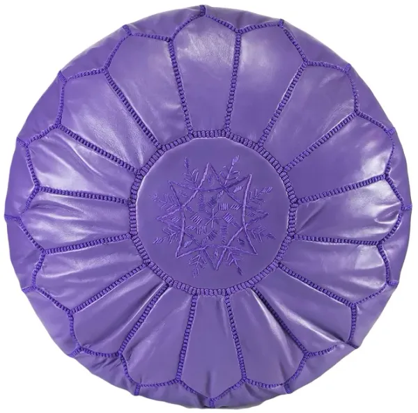 Handmade Moroccan Ottoman, Genuine Leather Pouf