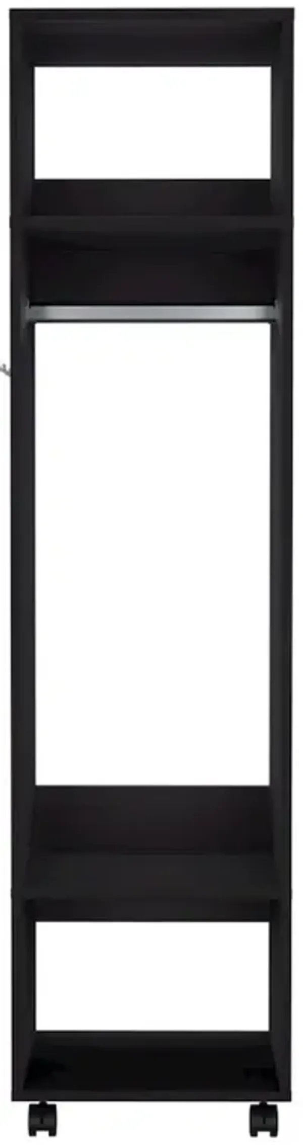 Cordova Armoire with 3 Shelves, 1 Mirror, and 4 Wheels, Black