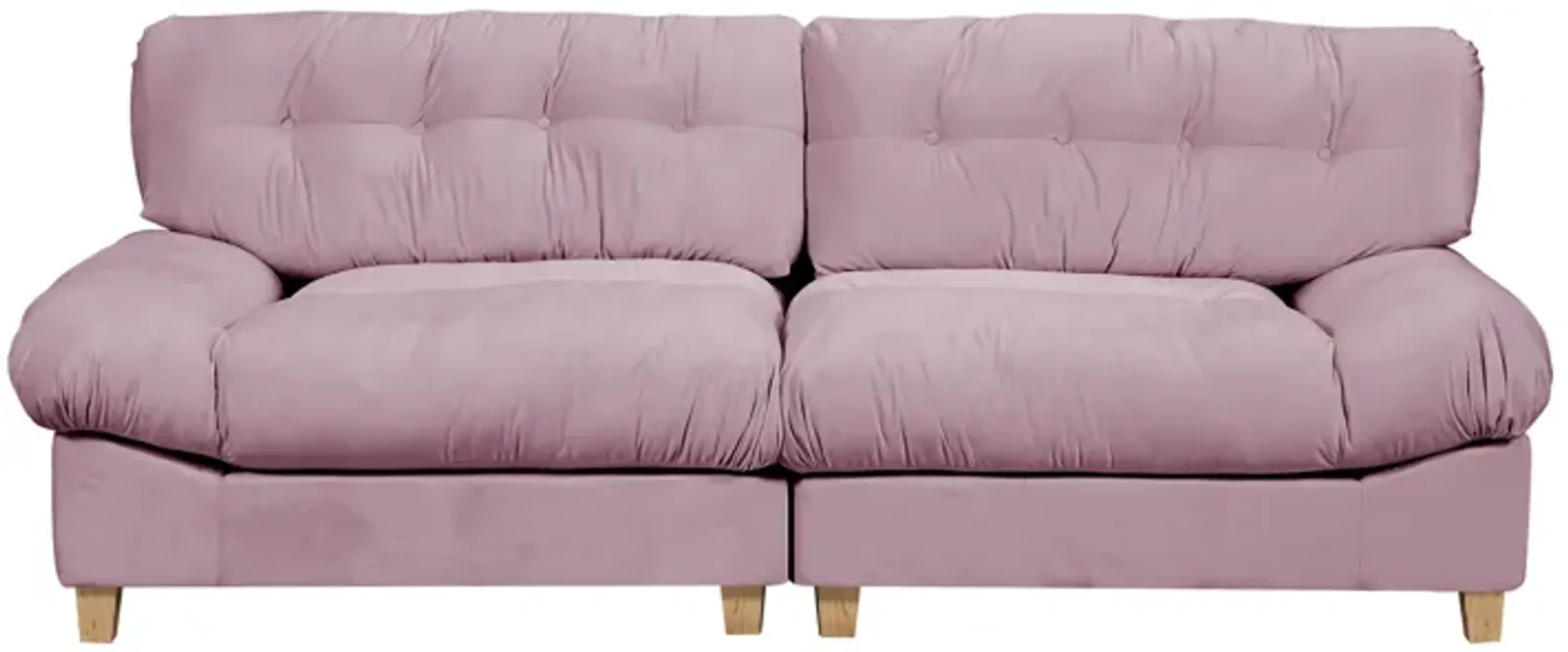 90.5 "Cloud separation sofa, Love Seat sofa sofa, with 2 pillows, frosted velvet minimalist sofa sofa, suitable for living room, apartment, bedroom, office, pink