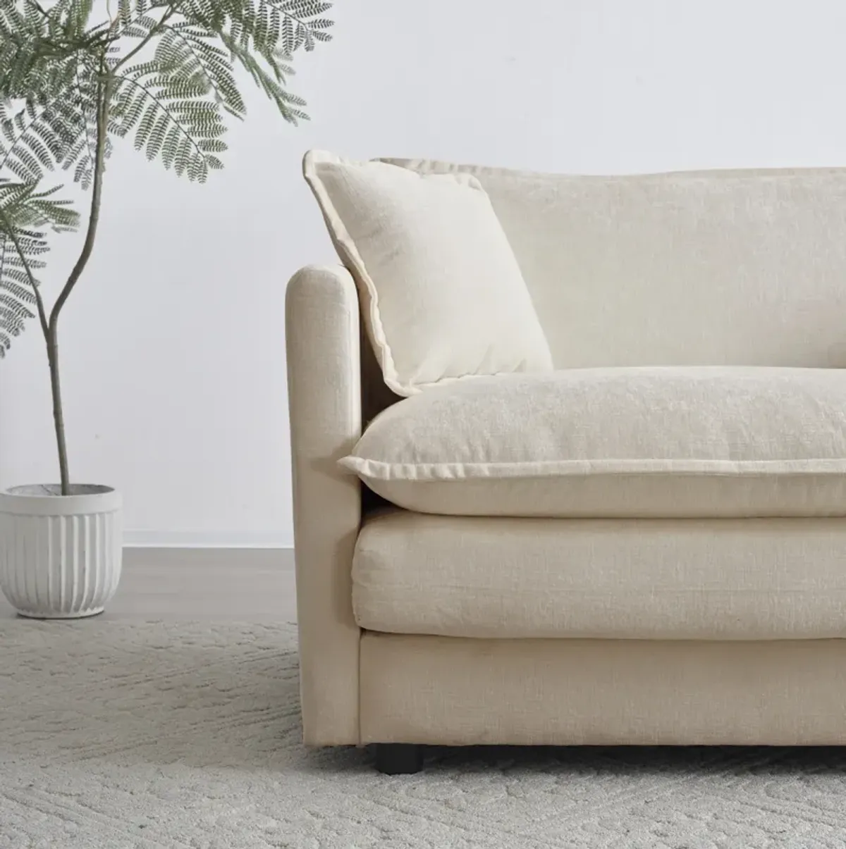 Soft Beige Loveseat Sofa with Pillows