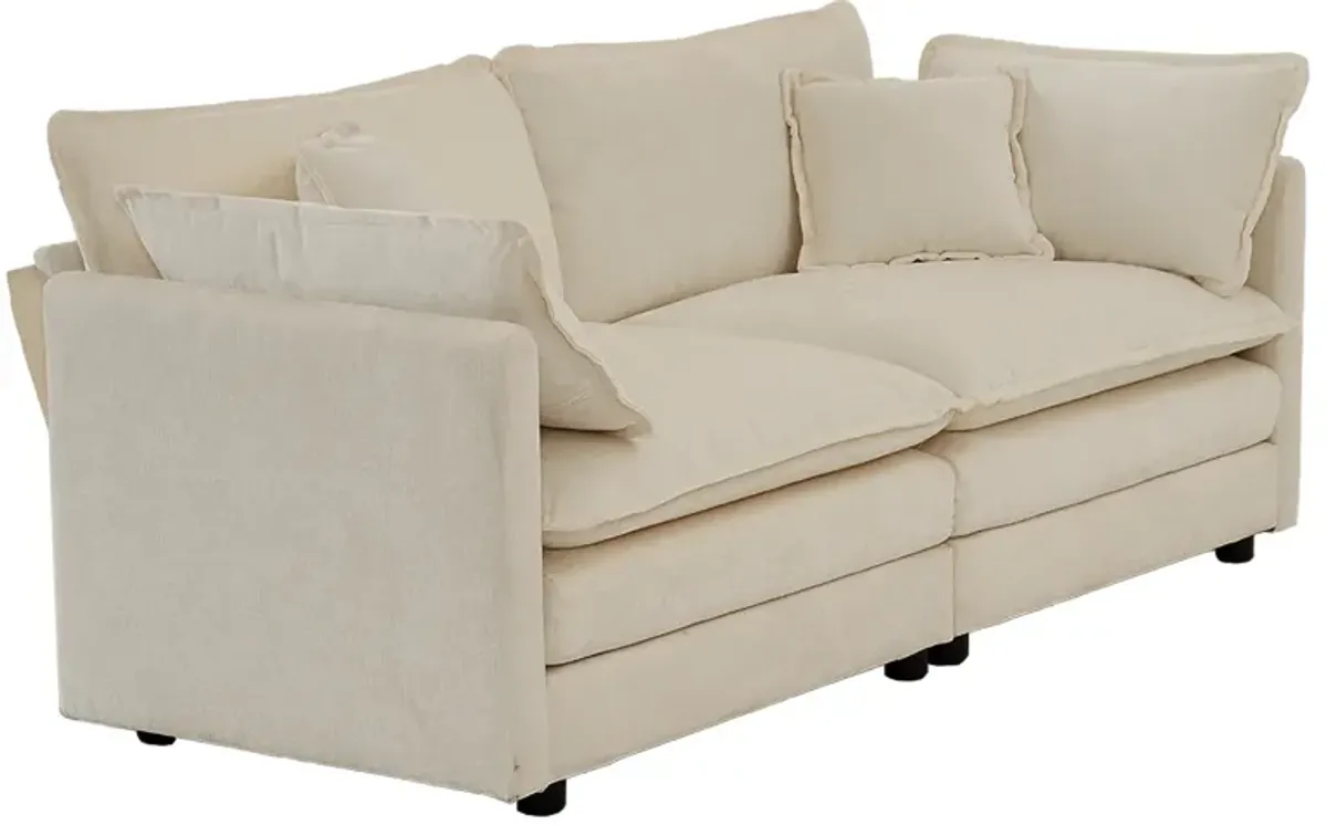 Soft Beige Loveseat Sofa with Pillows