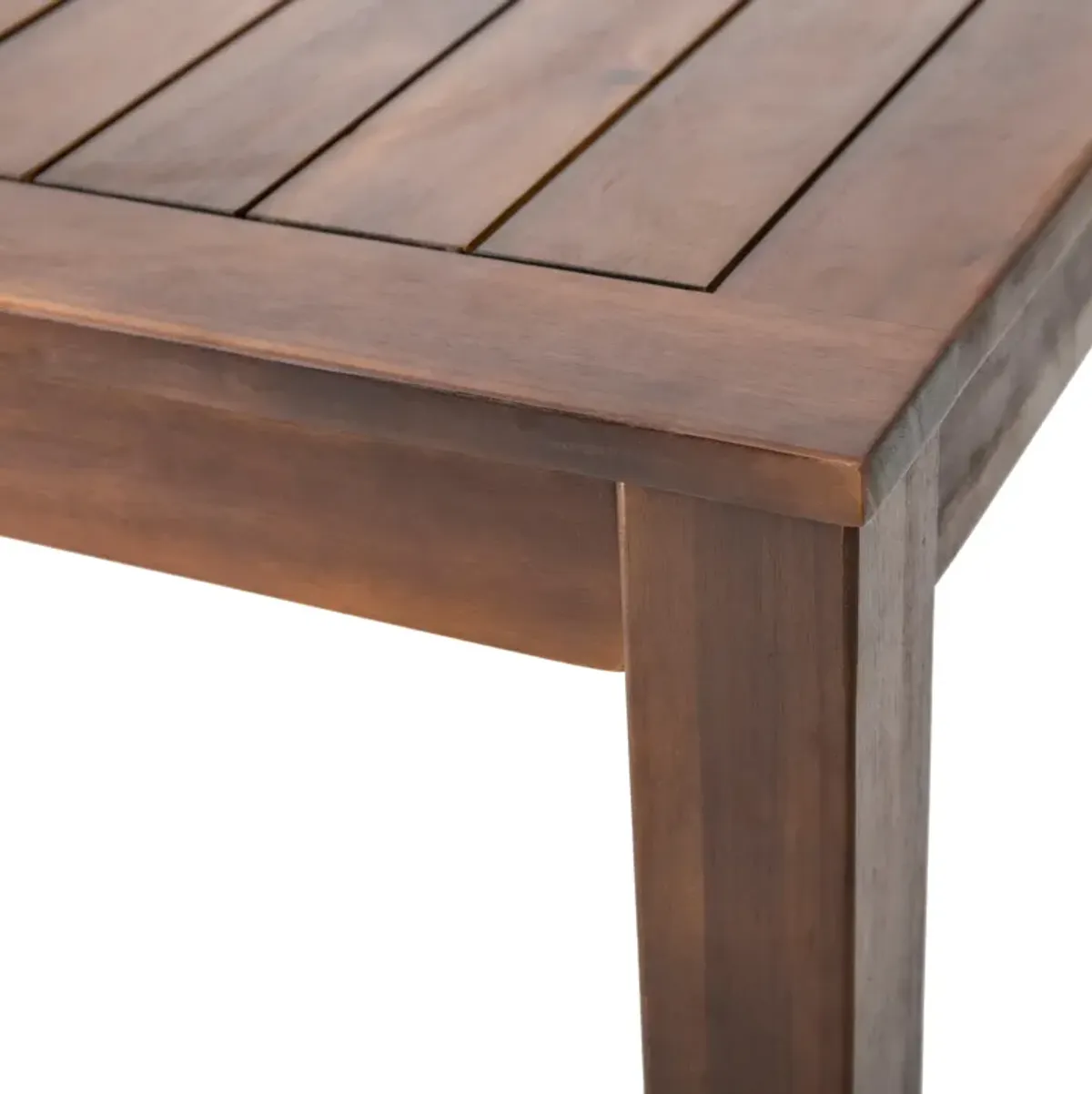 Feya Outdoor Dining Table, 69" Rectangular Top, Brown Acacia Wood - Benzara