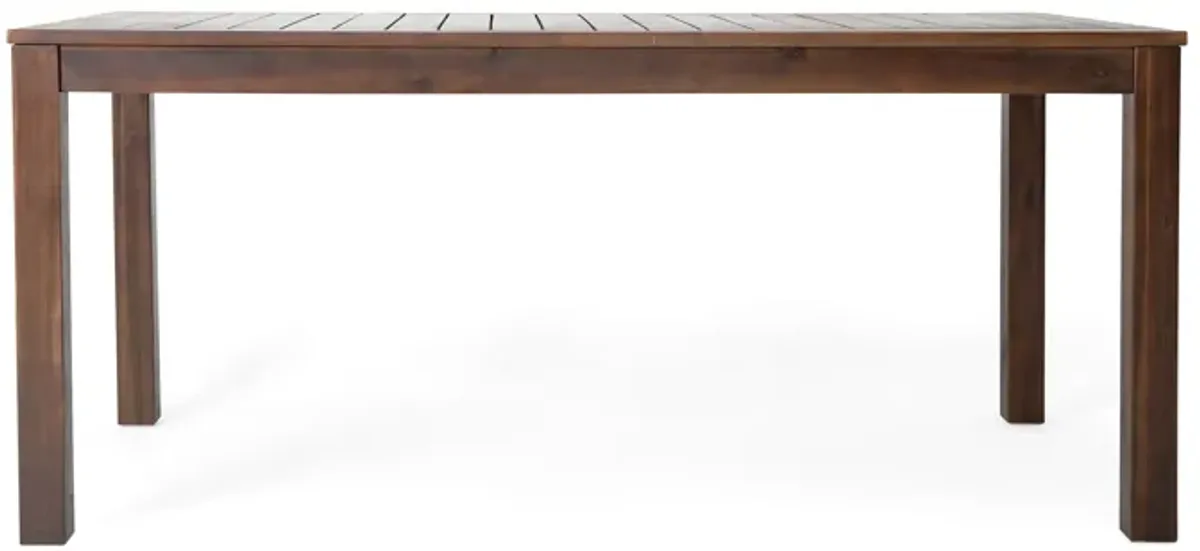 Feya Outdoor Dining Table, 69" Rectangular Top, Brown Acacia Wood - Benzara