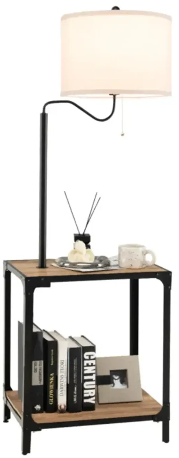 Hivvago 360° Rotatable Floor Lamp with End Table and USB Charging Ports
