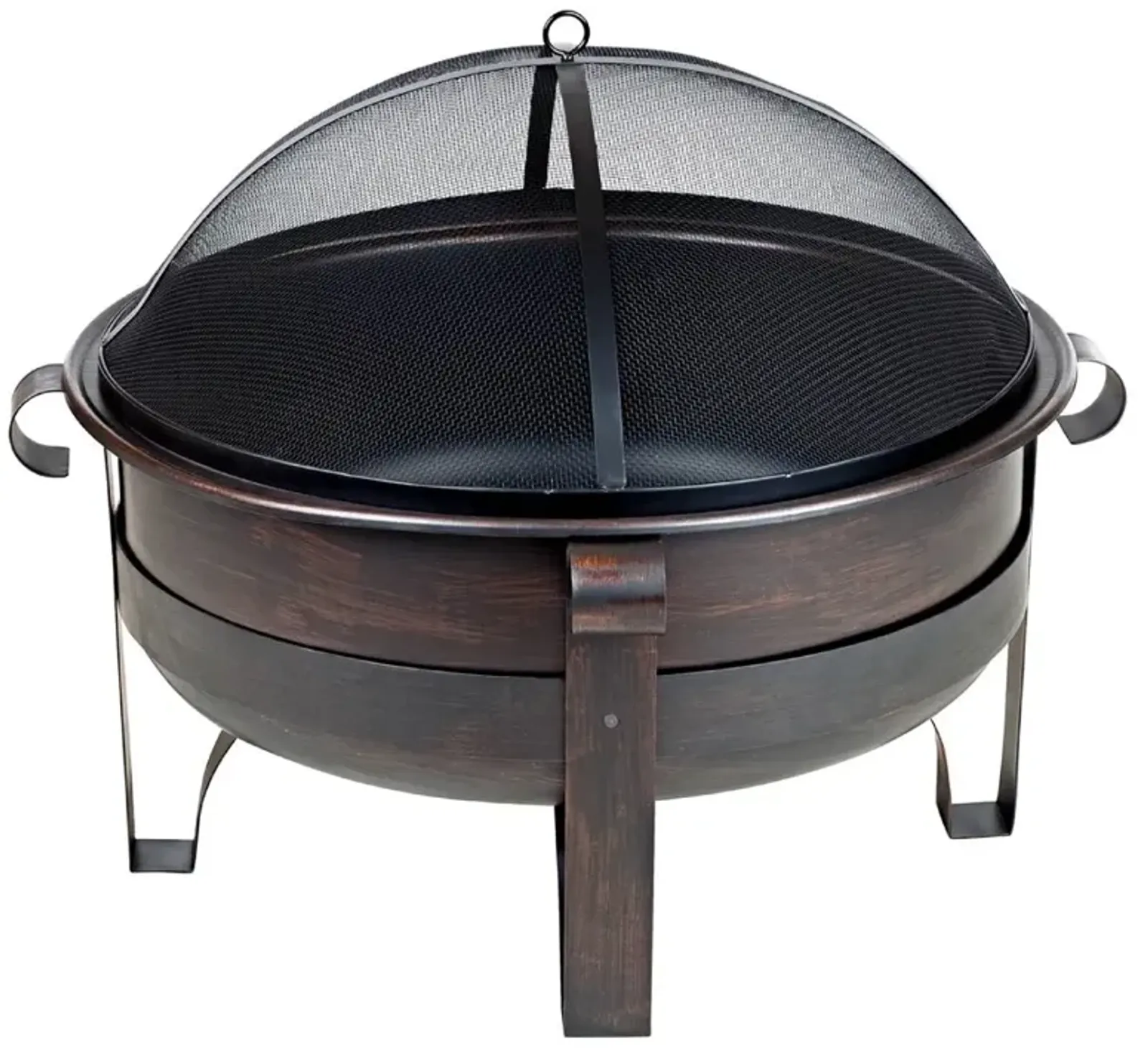 Hivvago Heavy Duty 34-inch Fire Pit Deep Steel Cauldron with Screen and Stand