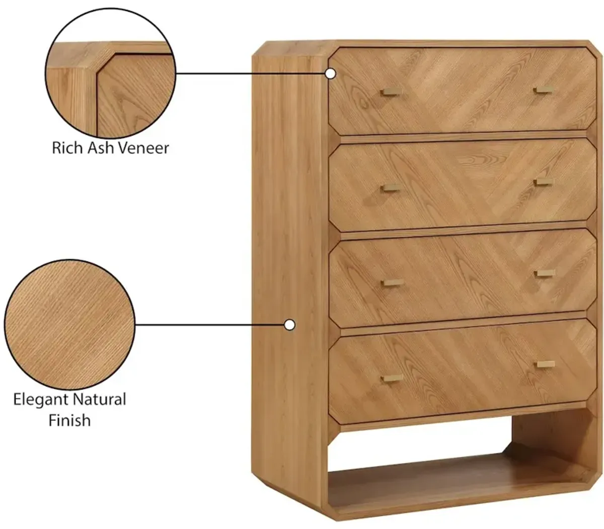 Meridian Furniture Parker Natural Ash Veneer Chest