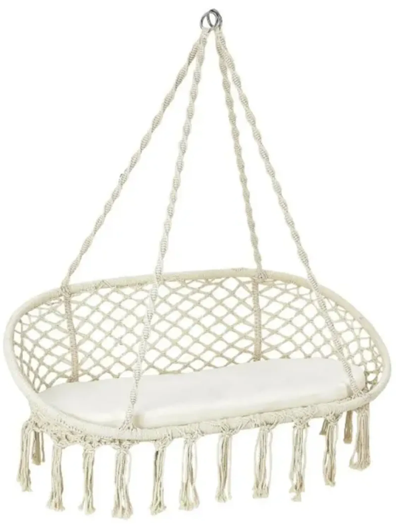 Hivvago 2 Person Hanging Hammock Chair Macrame Swing with Zippered Cushion