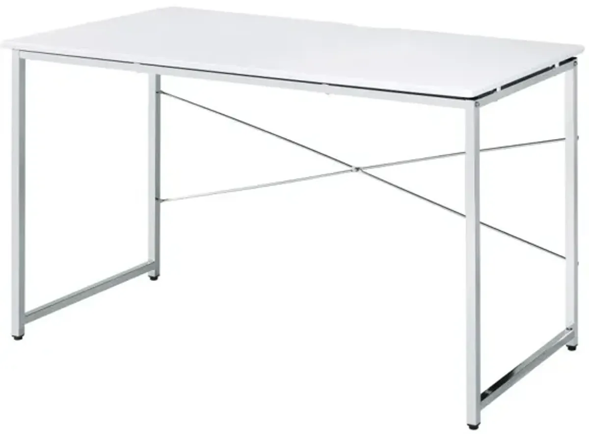 Tennis Writing Desk, White & Chrome Finish 93190