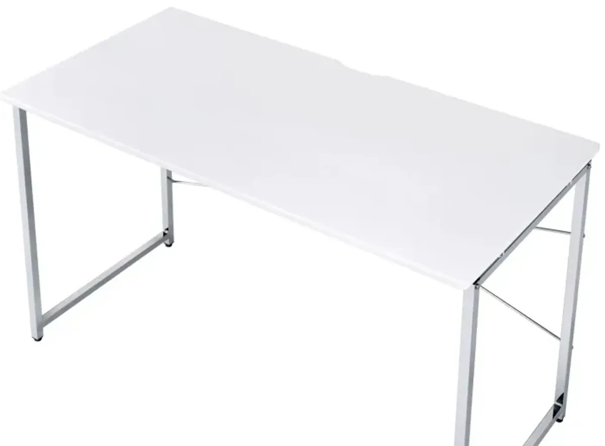 Tennis Writing Desk, White & Chrome Finish 93190