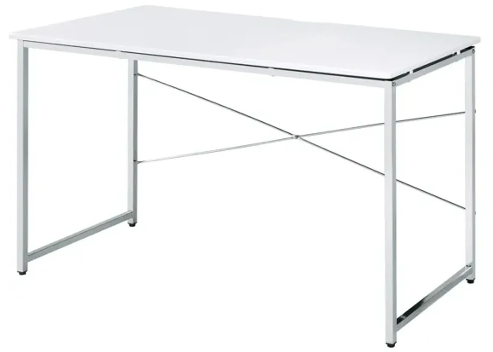 Tennis Writing Desk, White & Chrome Finish 93190