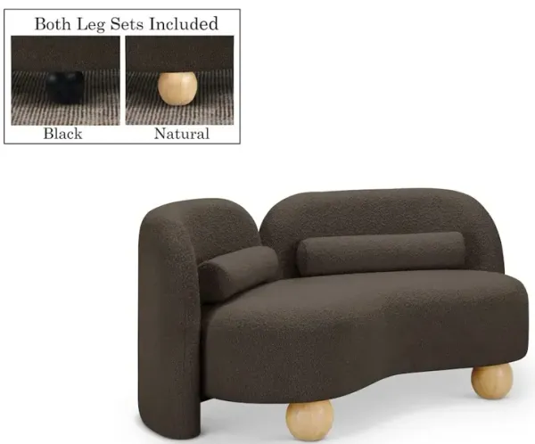 Meridian Furniture Daphne Brown Boucle Fabric Loveseat