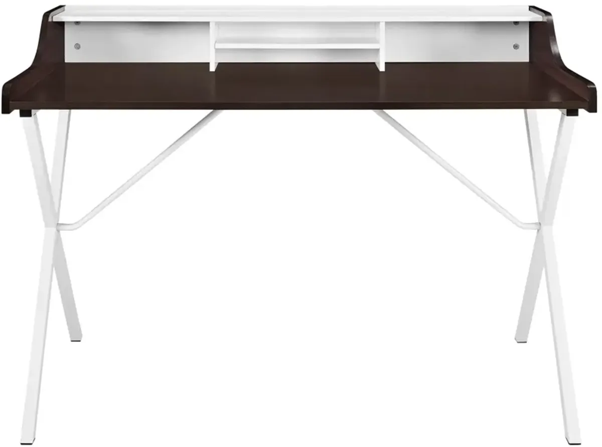 Modway Bin Contemporary Modern Writing Desk With Storage Cubbies in Cherry