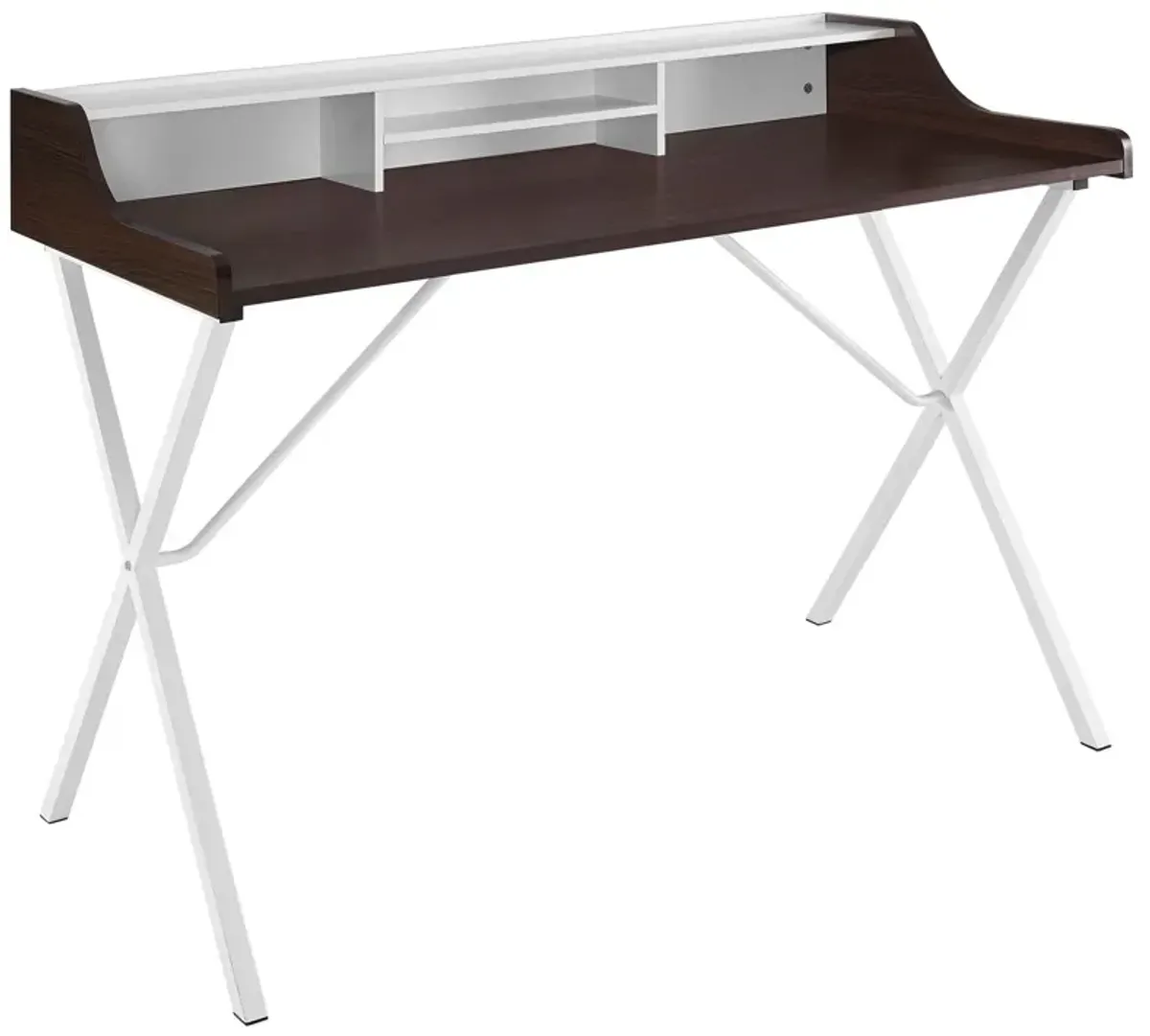 Modway Bin Contemporary Modern Writing Desk With Storage Cubbies in Cherry