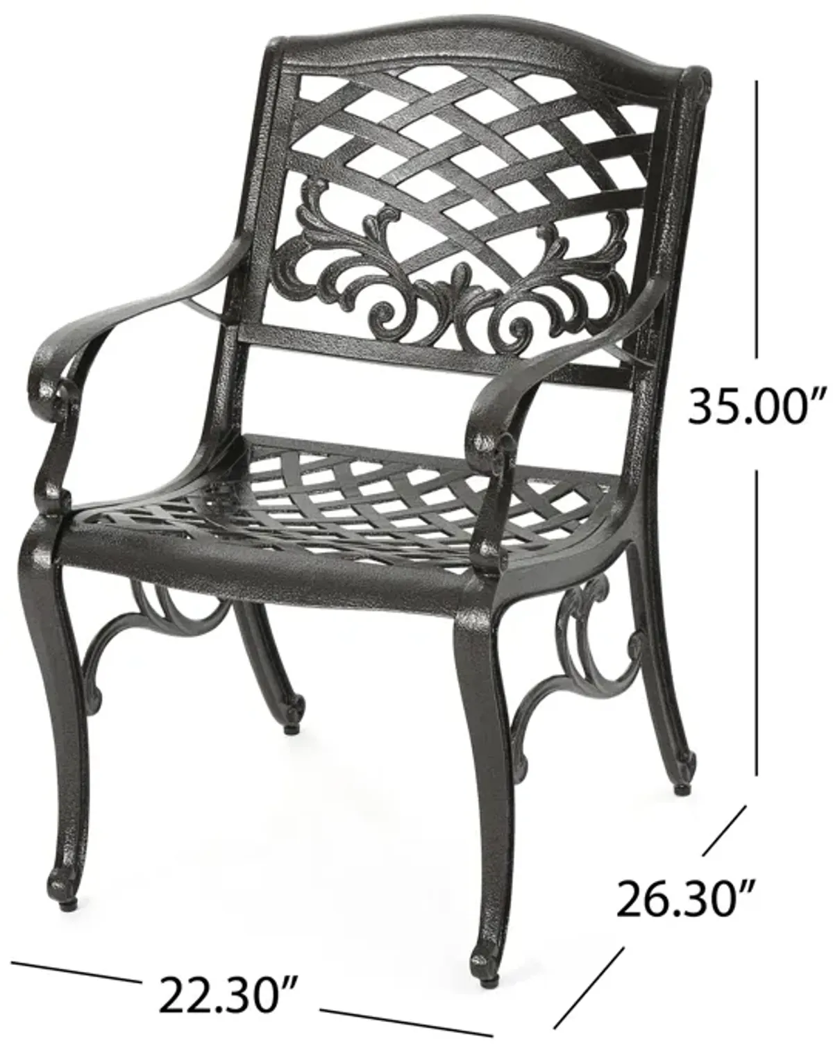 Toni Outdoor Armchair Set of 2, Cabriole, Scrolled Lattice Bronze Aluminium