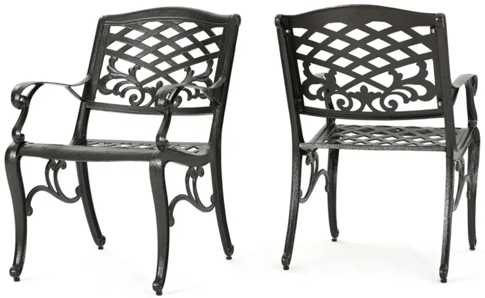 Toni Outdoor Armchair Set of 2, Cabriole, Scrolled Lattice Bronze Aluminium