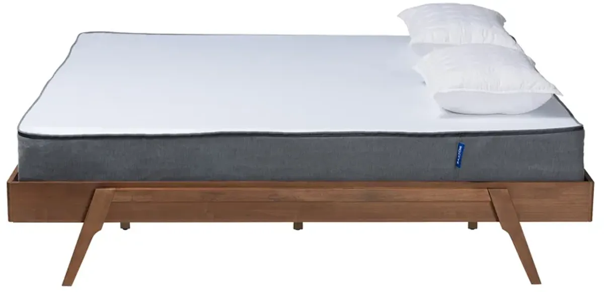 Baxton Studio Sarita Mid-Century Modern Ash Walnut Finished Wood King Size Bed Frame