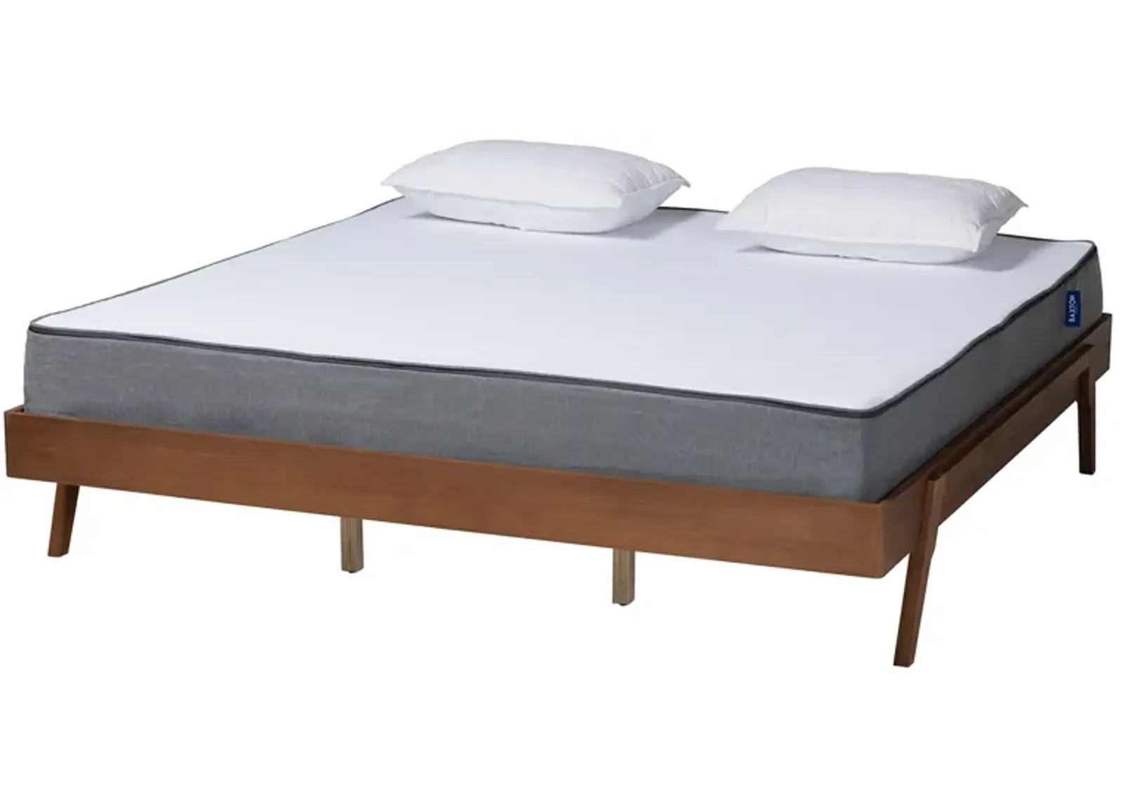 Baxton Studio Sarita Mid-Century Modern Ash Walnut Finished Wood King Size Bed Frame