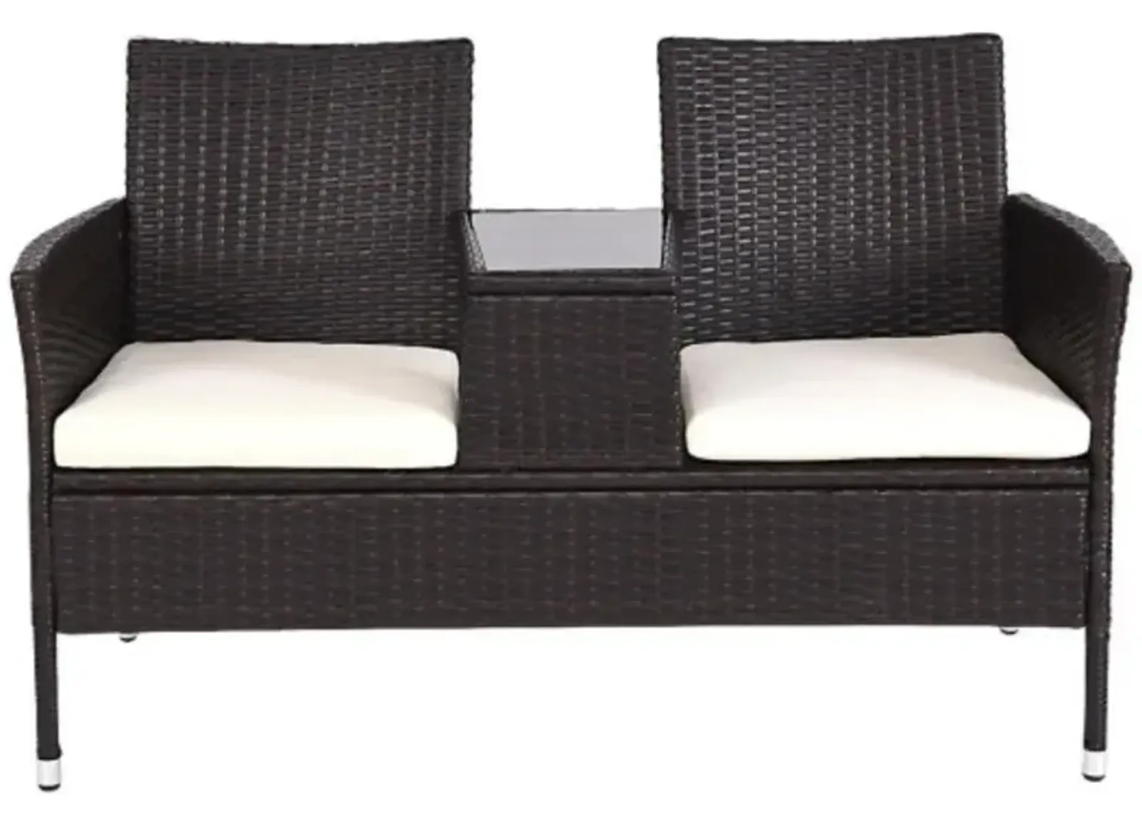 Outdoor Patio Rattan Cushioned Chat Set