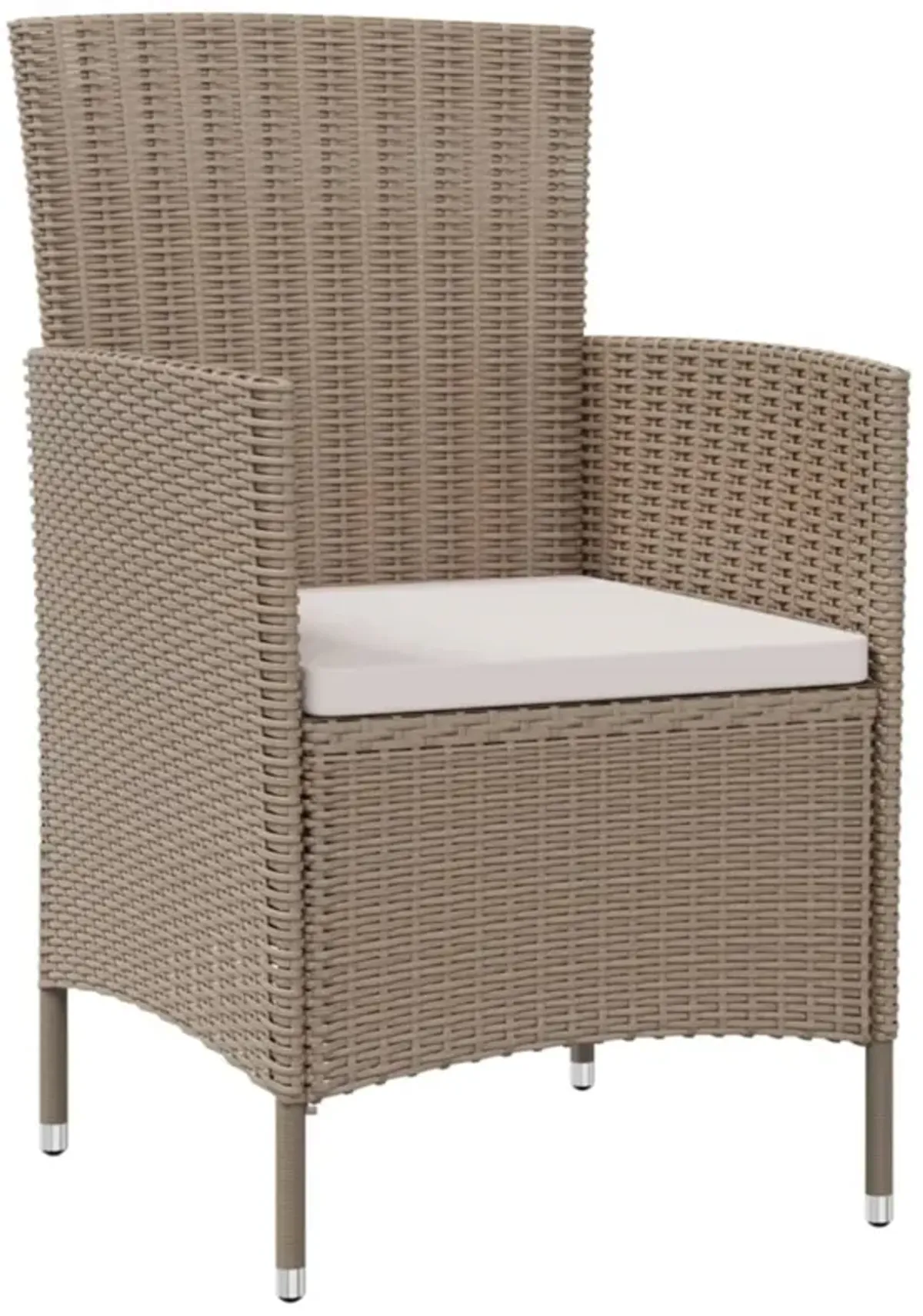 vidaXL Patio Chairs with Cushions 2 pcs Poly Rattan Beige