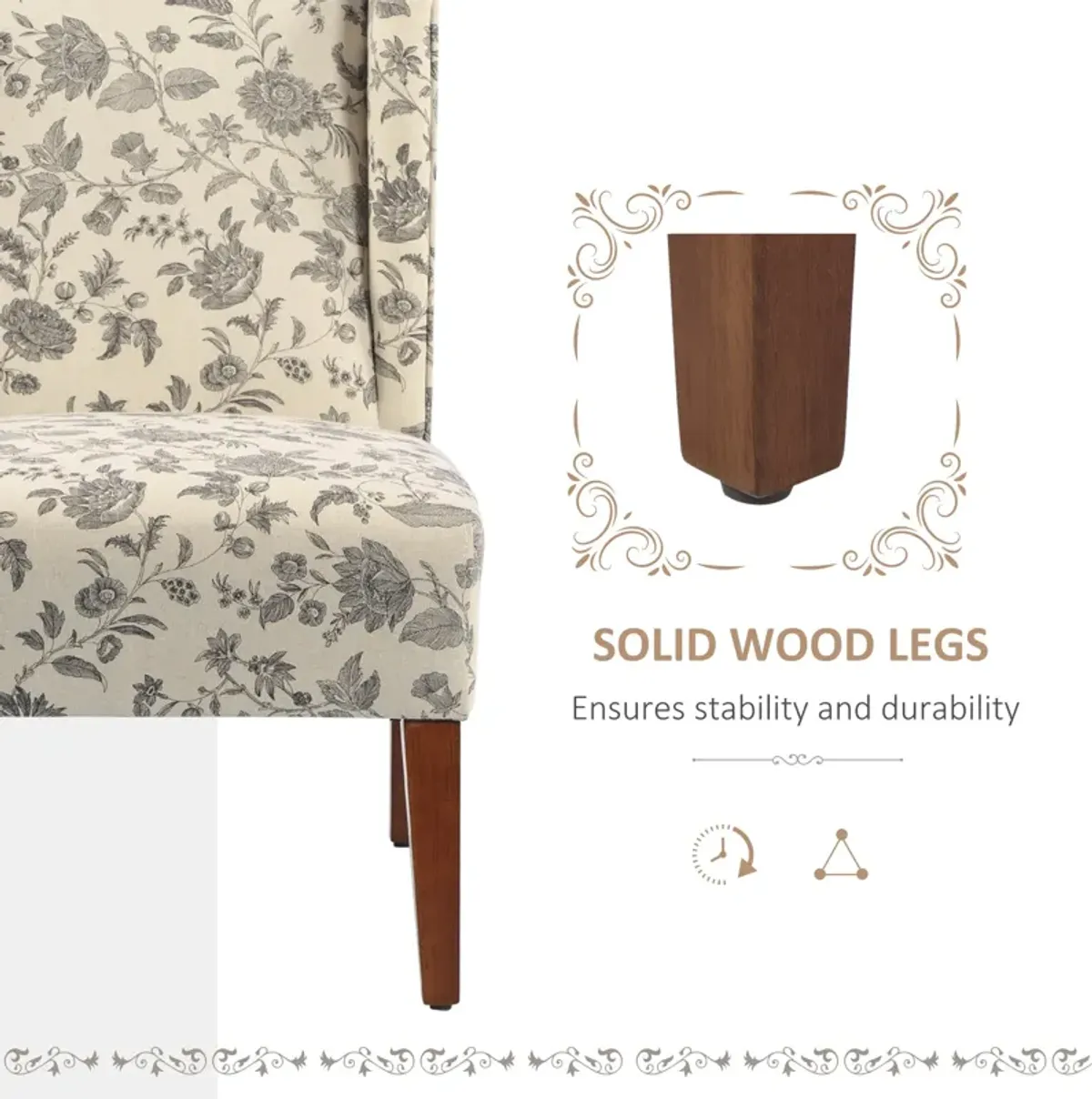 Floral Living Room Seat: Upholstered Armless Accent Chair