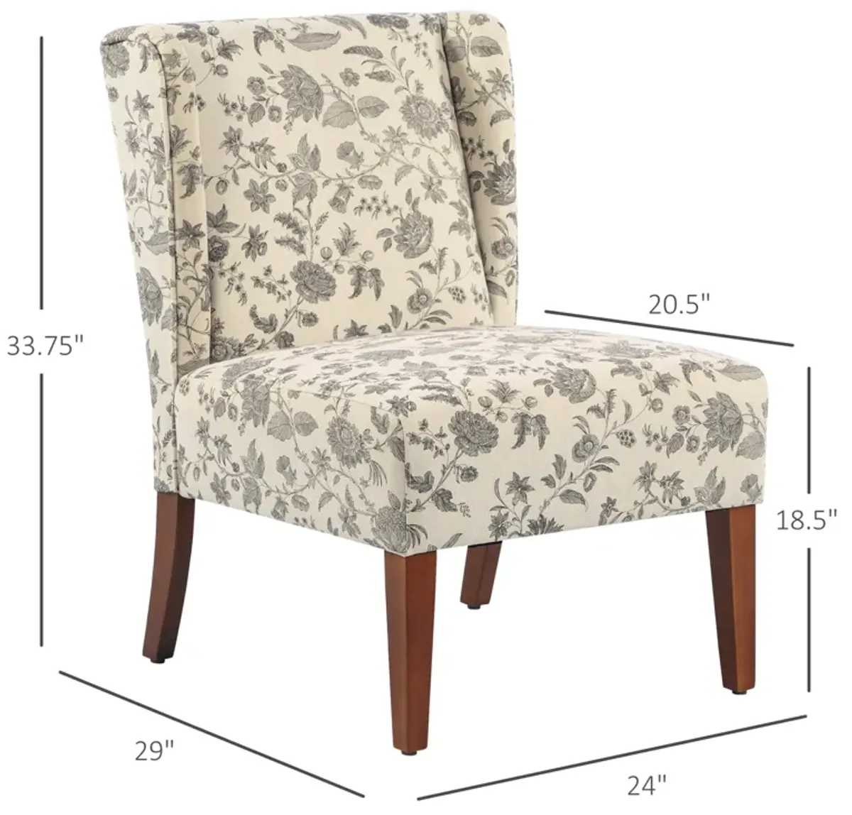 Floral Living Room Seat: Upholstered Armless Accent Chair