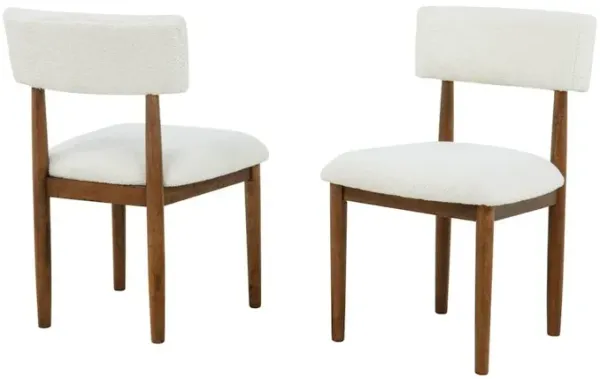 Yvetta Mid Century Modern Dining Chairs, Set of 2, White/Light Oak