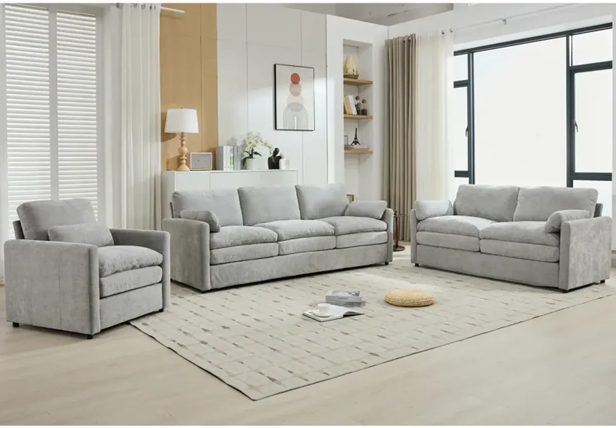Merax Cozy Chenille Upholstered Sofa Set