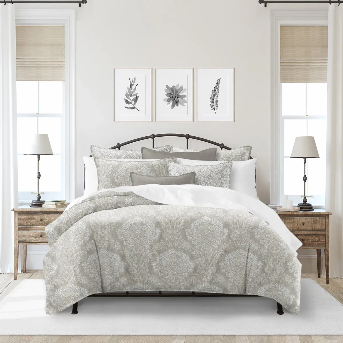 6ix Tailors Fine Linens Ophelia Stone Coverlet Set