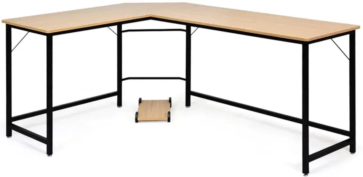 Costway L-Shaped Computer Desk Corner Workstation Study Gaming Table Home Office-Black