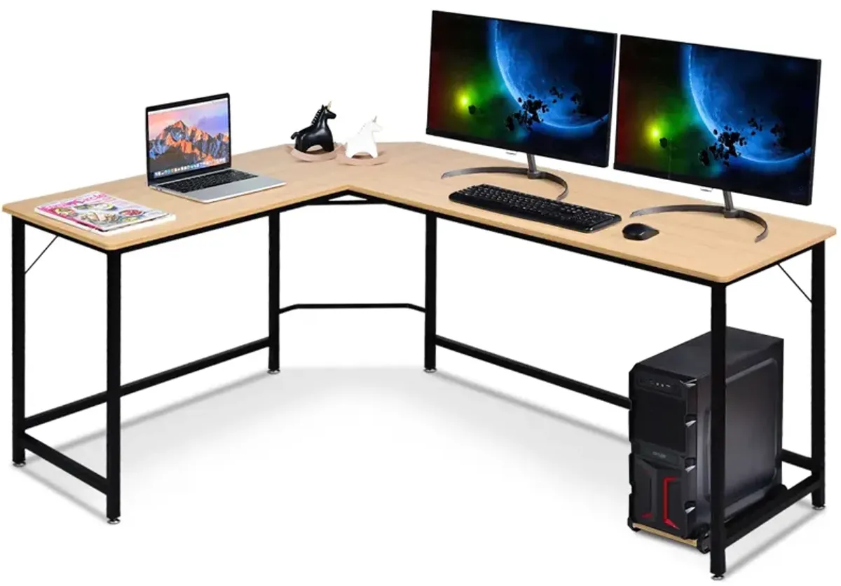 Costway L-Shaped Computer Desk Corner Workstation Study Gaming Table Home Office-Black