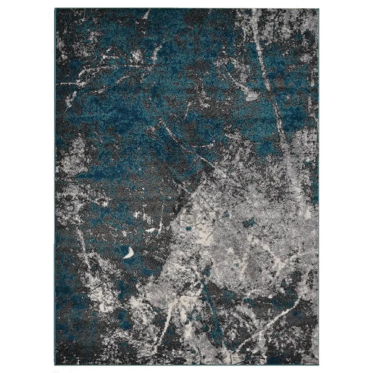 RUGSOTIC CARPETS MACHINE MADE HEATSET POLYPROPYLENE AREA RUGS  - 6'7''x9', Rectangle Shape, Silver Ivory Color, Abstract Modern Design, Midium Pile Machine Made Area Rugs (M00028)