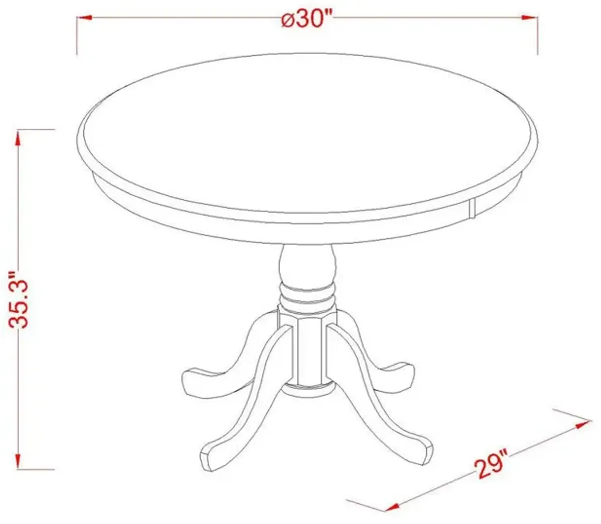 East West Furniture Eden  round  counter  height  table  finished  in  linen  white