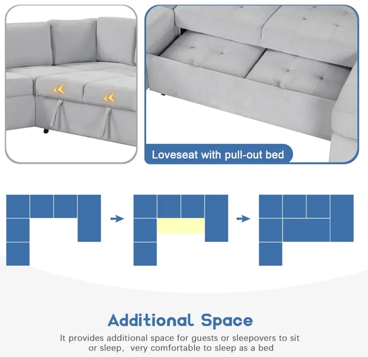 Merax Sectional Sleeper Sofa with Pull-out Bed