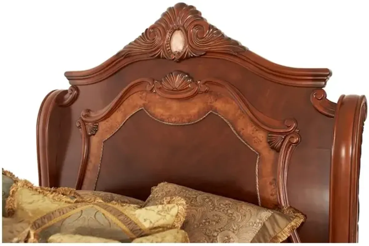 Michael Amini Cortina Queen Sleigh Bed - Honey Walnut