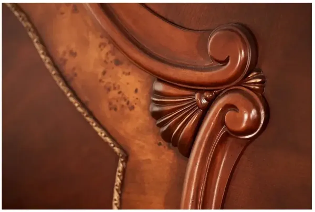 Michael Amini Cortina Queen Sleigh Bed - Honey Walnut