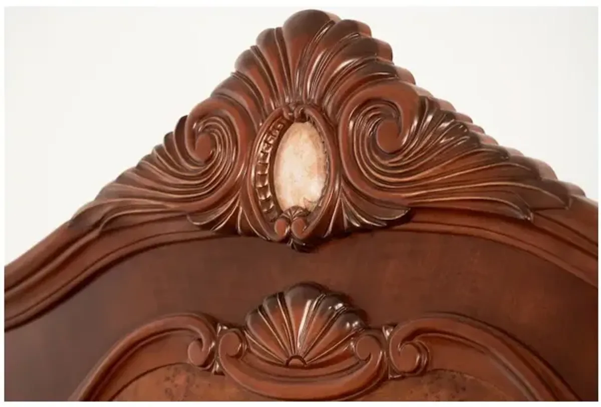 Michael Amini Cortina Queen Sleigh Bed - Honey Walnut