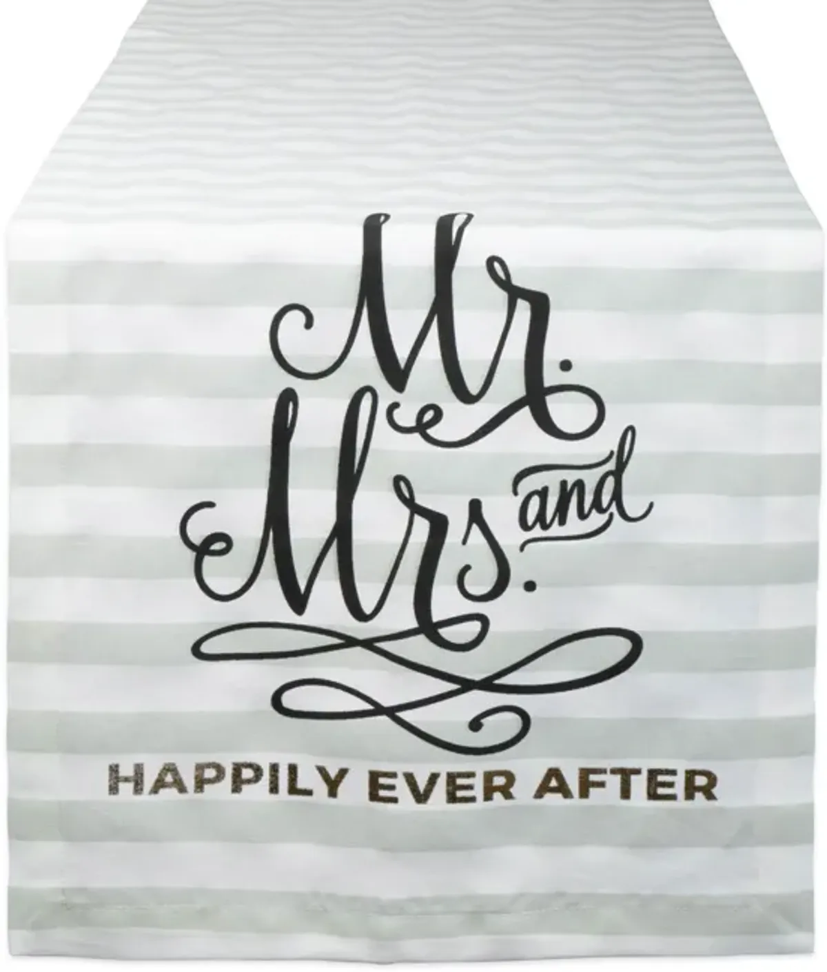72" Black and White "Mr. & Mrs." Printed Rectangular Wedding Table Runner