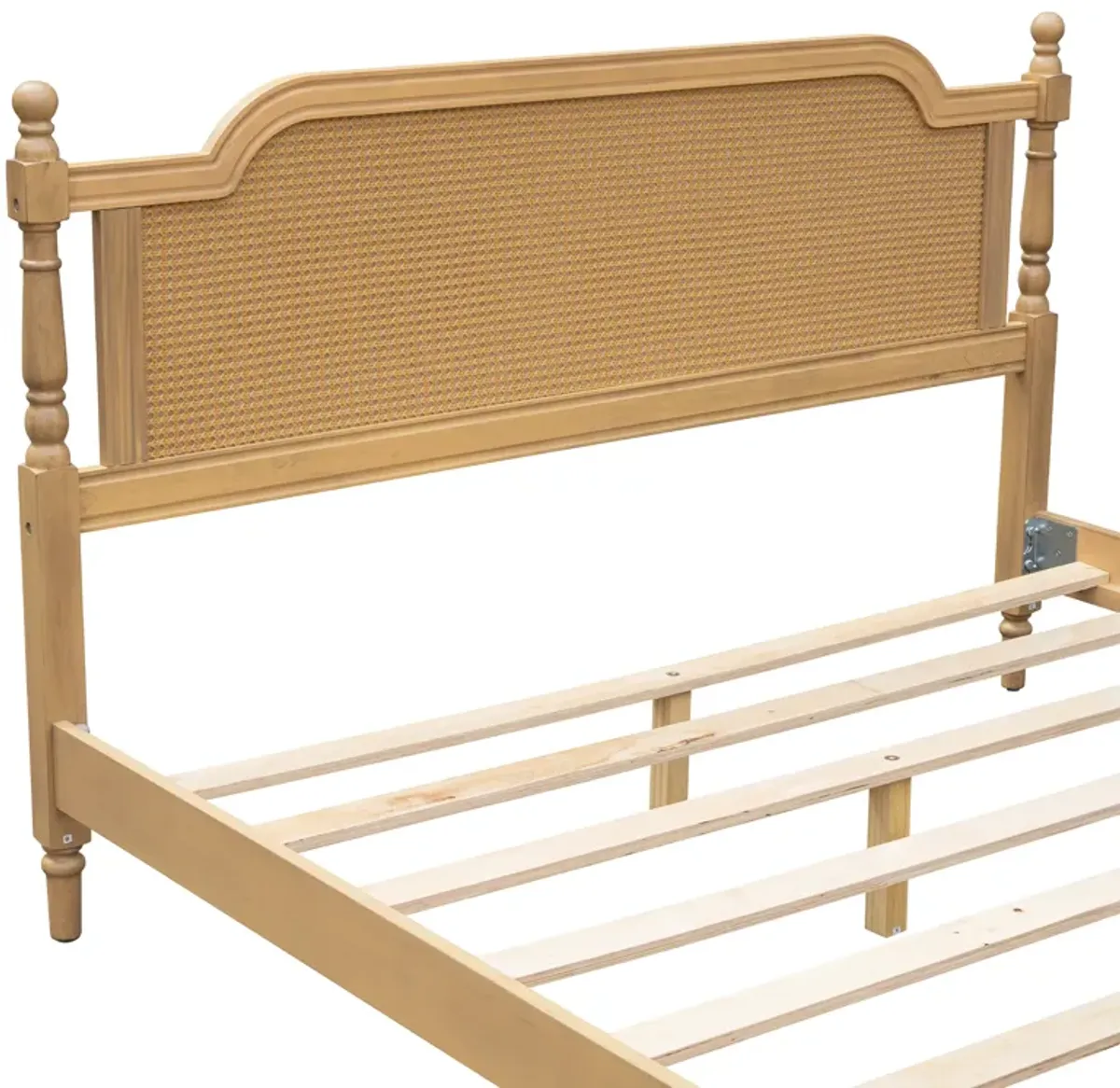 Merax Platform Bed Frame with Rattan Headboard