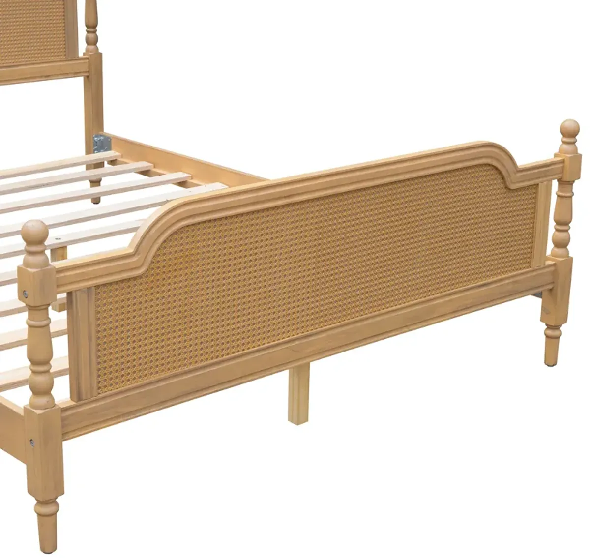 Merax Platform Bed Frame with Rattan Headboard