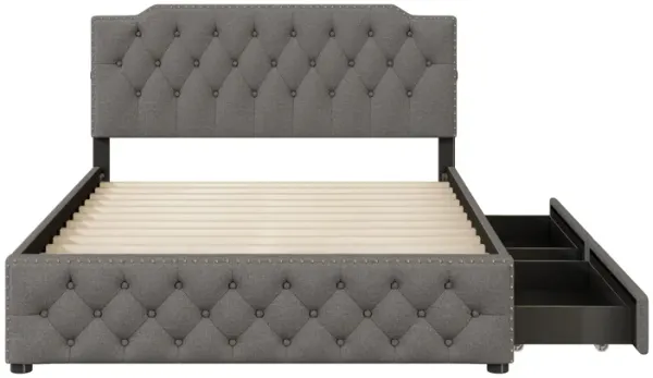 Merax Upholstered Platform Bed with 2 Drawers