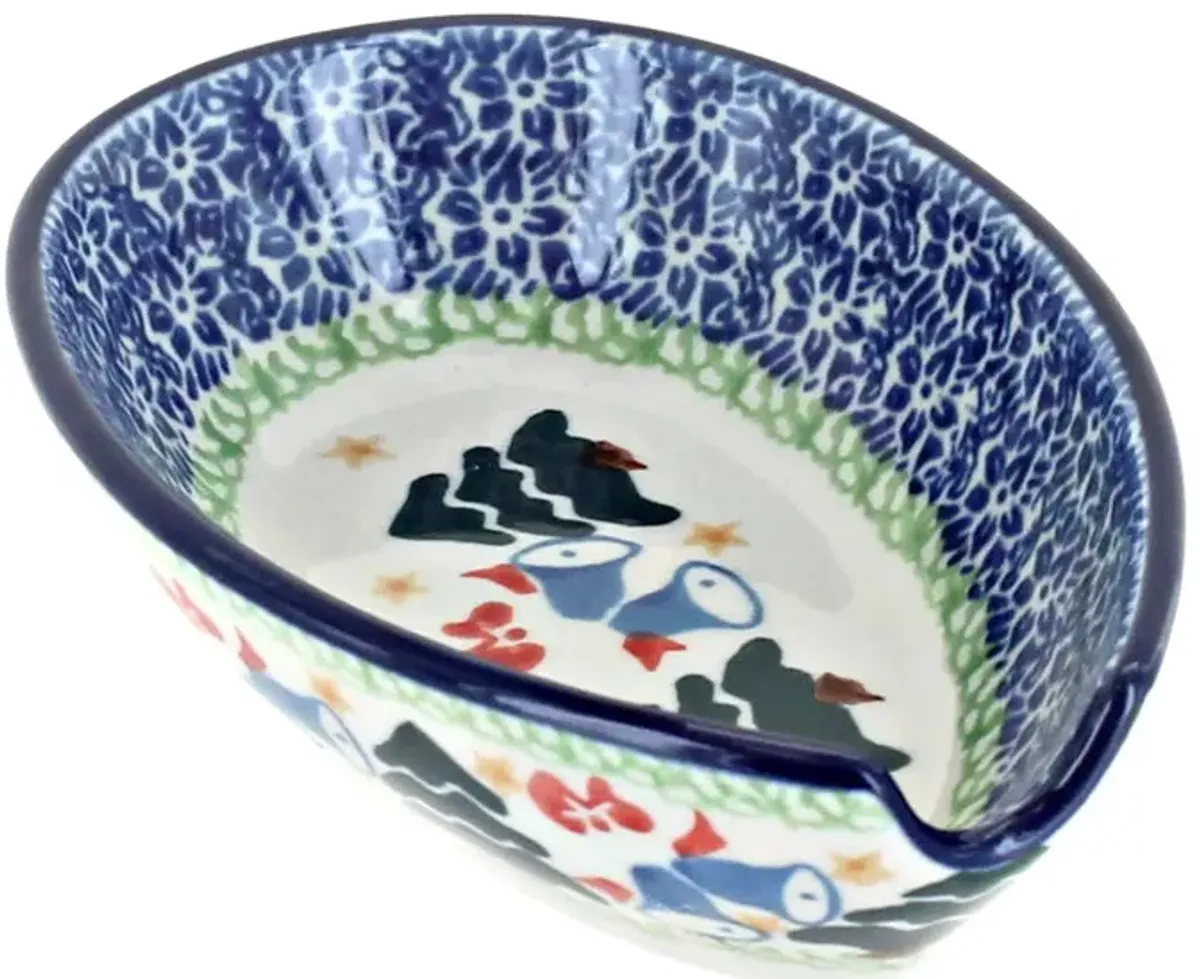 Blue Rose Polish Pottery Dreaming of Poppies Small Spoon Rest