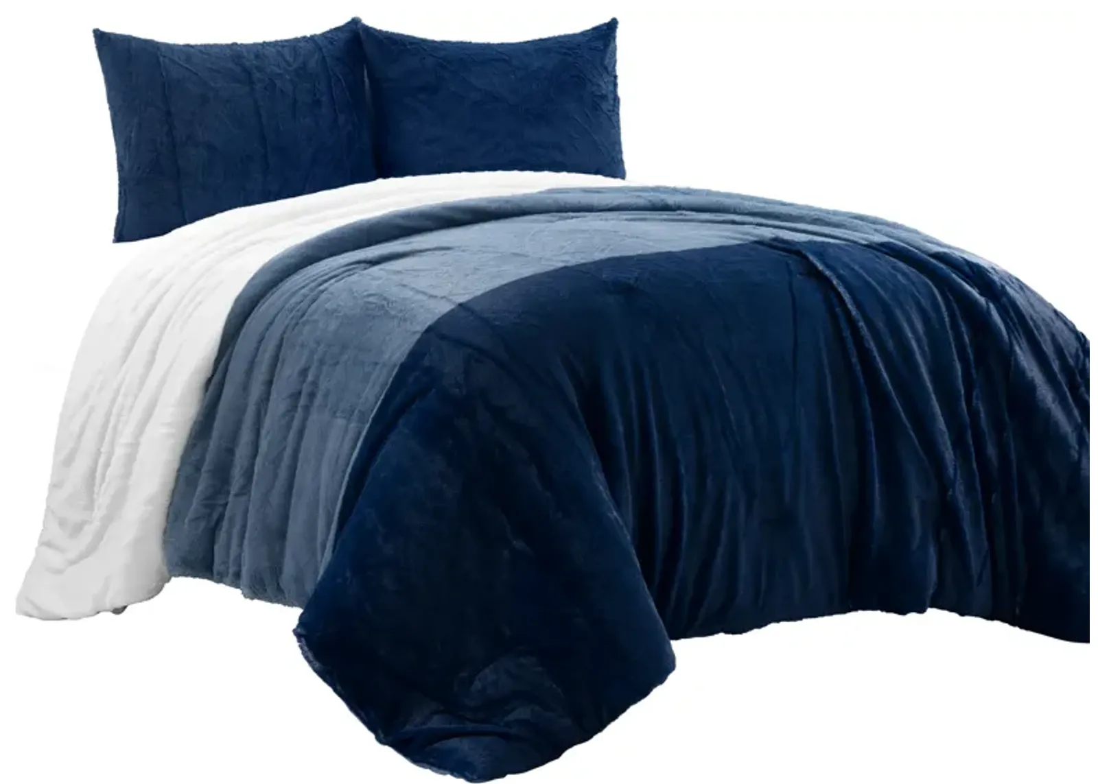 Farmhouse Color Block Ultra Soft Faux Fur All Season Kids Comforter 3-Pc Set