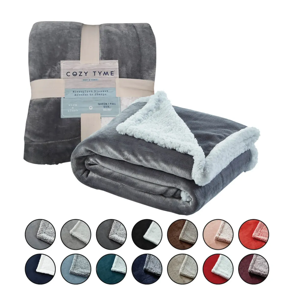 Cozy Tyme Babineaux Flannel Reversible Sherpa Throw Blanket 60"x80"