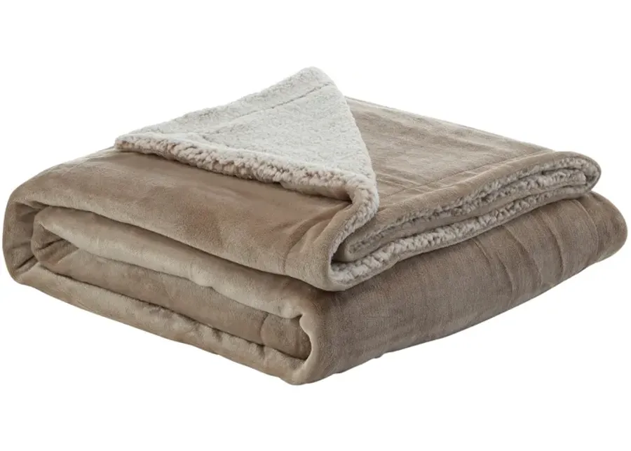 Cozy Tyme Babineaux Flannel Reversible Sherpa Throw Blanket 60"x80"