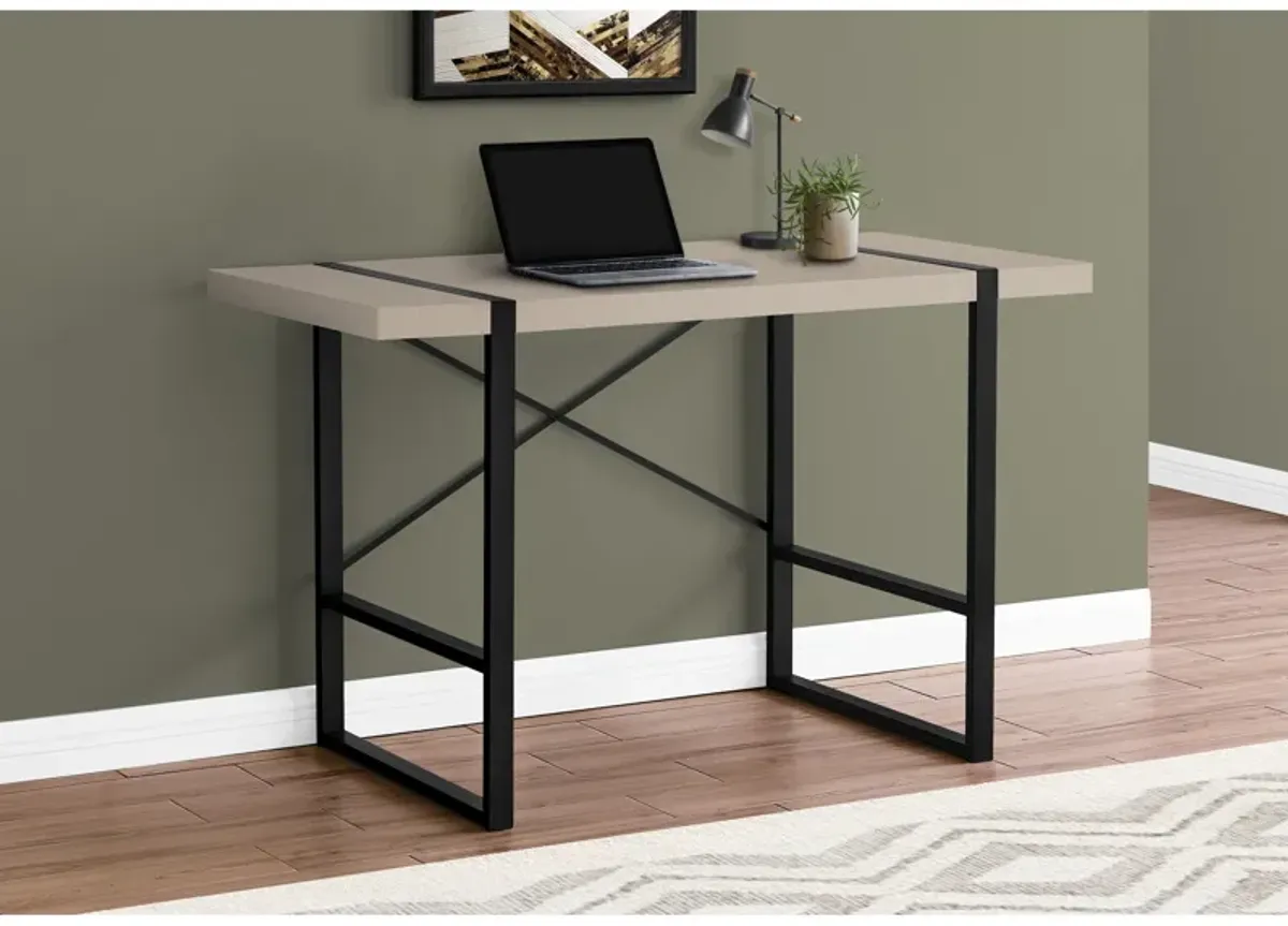 Monarch Specialties I 7659 Computer Desk, Home Office, Laptop, 48"L, Work, Metal, Laminate, Beige, Black, Contemporary, Modern