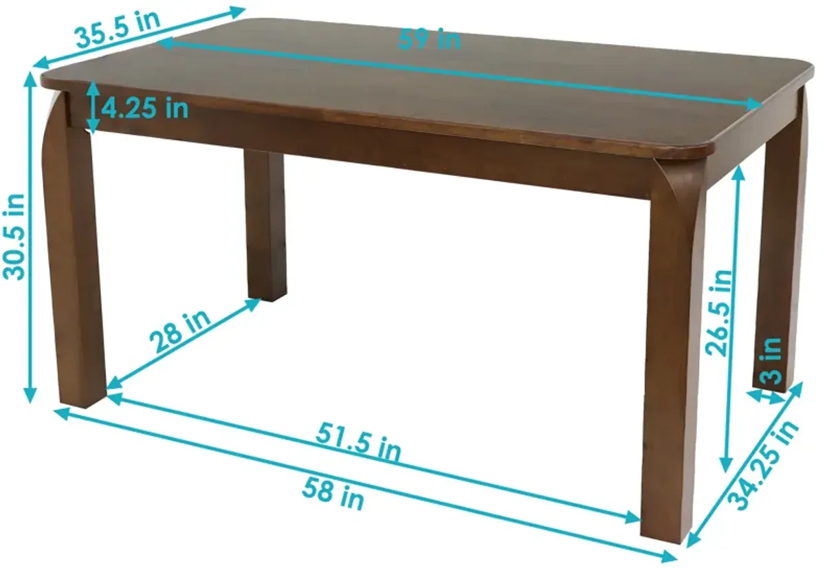 Sunnydaze Dorian 5 ft Wooden Mid-Century Modern Dining Table - Dark Walnut