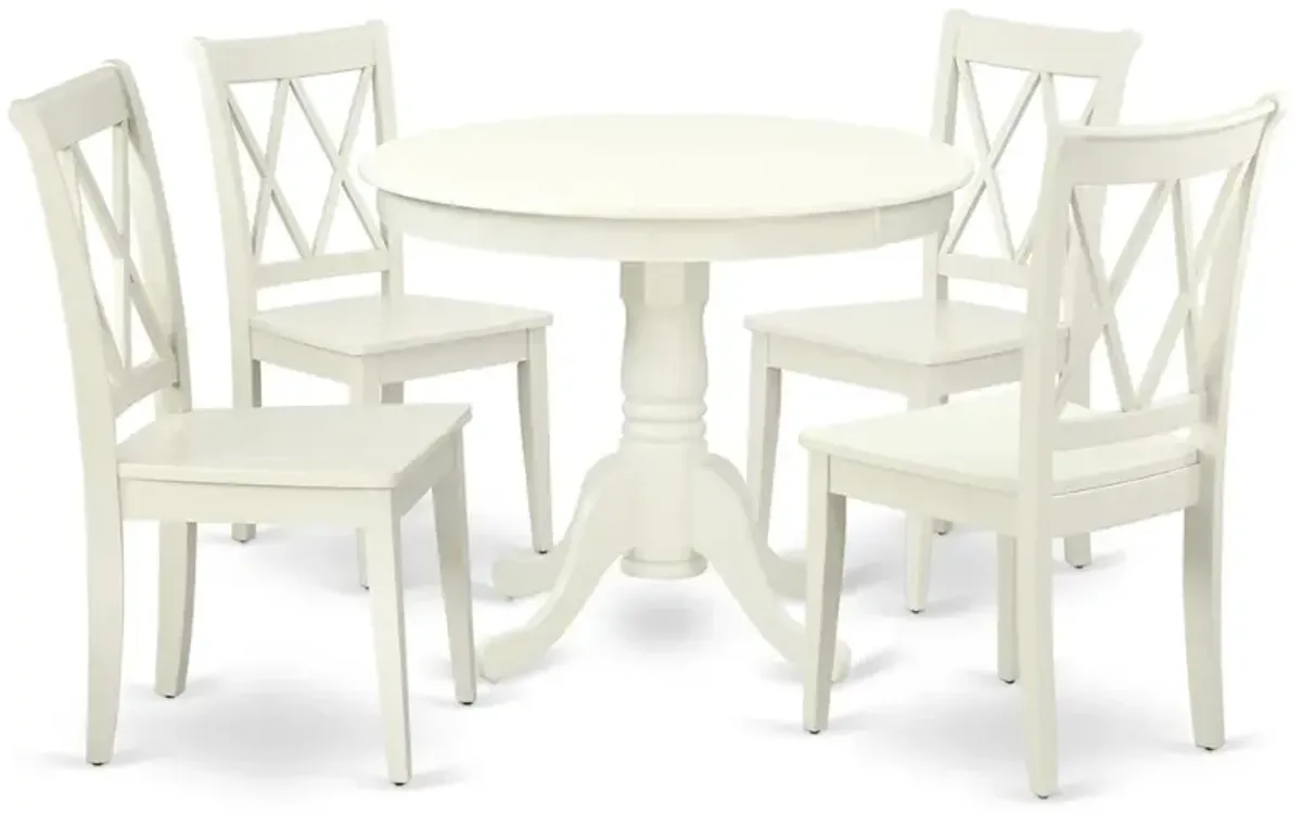 Dining Room Set Linen White, ANCL5-LWH-W