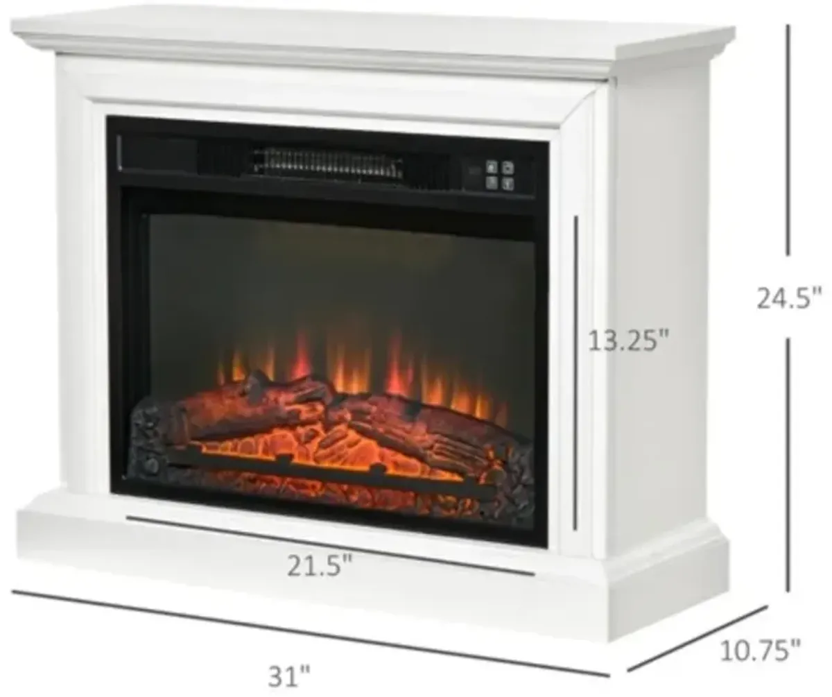 Electric Fireplace Heater Dimmable Flame Effect and Mantel with Remote Control